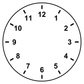 Close-up round vinyl clockface decal with black 1–12 numbers on white