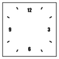 Square vinyl clockface decal close-up with black 12, 3, 6, 9 numerals on white