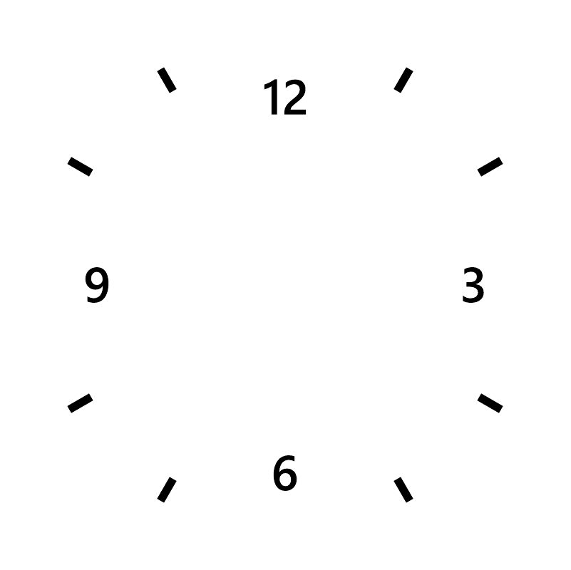 Vinyl clock decal close-up with large 12 numeral and black tick marks