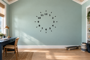 Vinyl clockface wall decal with 1–12 numbers and tick marks