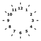 Close-up vinyl clockface decal showing bold 1–12 numerals and ticks