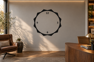 Vinyl clockface decal with black sunburst ring and numbers 3, 6, 9, 12 on white
