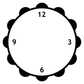 Petal-edged vinyl clock decal close-up: black outline with numerals 12, 9, 3, 6