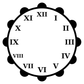 Scalloped clockface vinyl decal with large Roman numerals