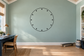 Round vinyl clockface decal with black border and diamond minute markers