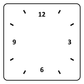 Square vinyl clockface decal, rounded black border, 12/3/6/9 and tick marks on white