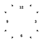 Clockface vinyl decal close-up with black numbers 3, 6, 9, 12 and arrow markers