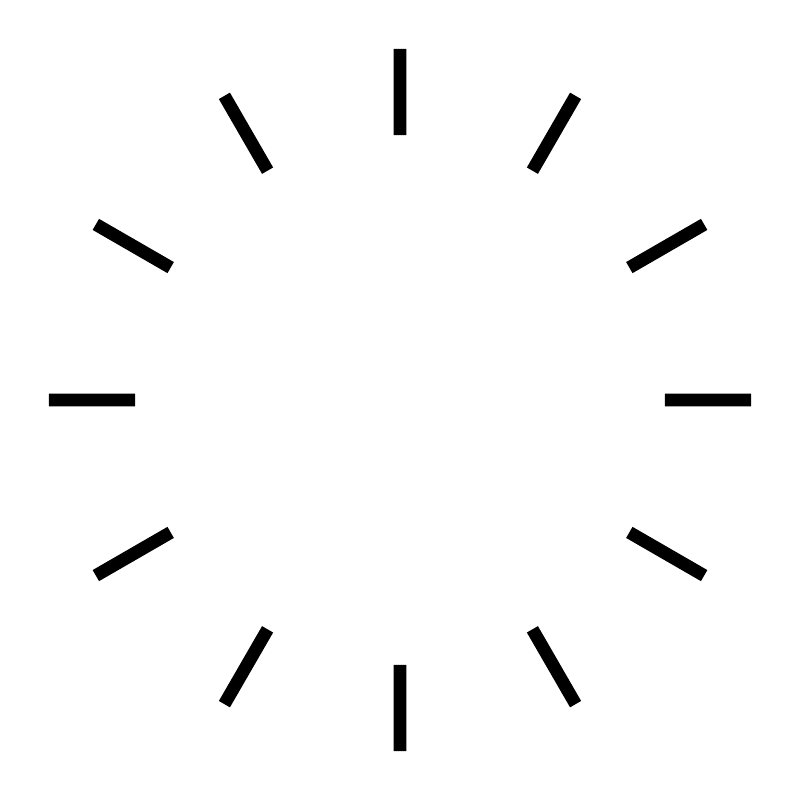 Close-up clockface vinyl decal: twelve black tick marks on a white background