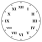 Close-up round clock face vinyl decal with Roman numerals I–XII and outer dot markers
