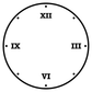 Circular vinyl clockface decal with Roman numerals XII, IX, III, and VI, black on white