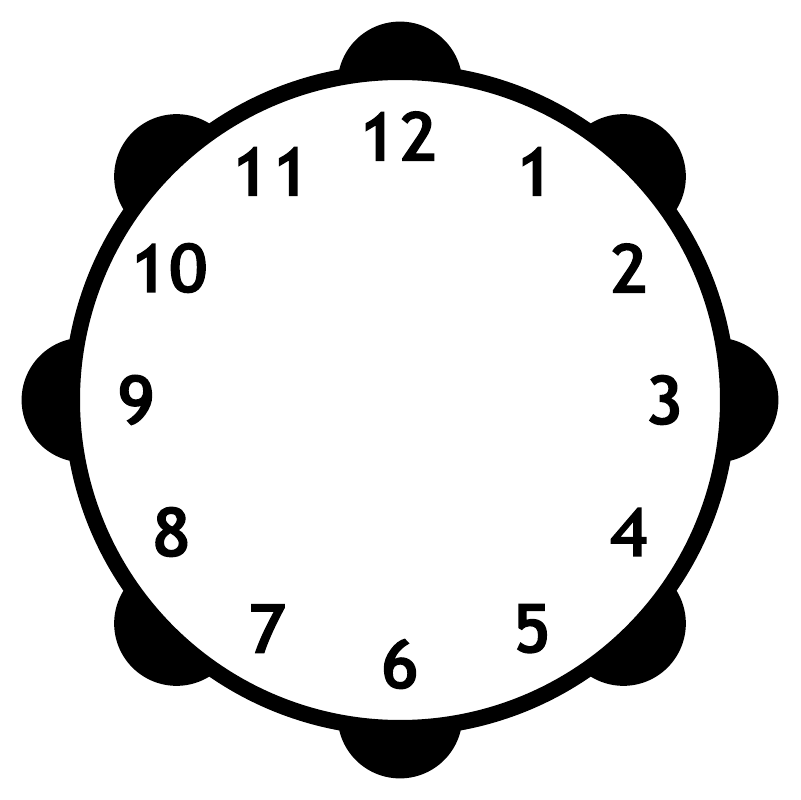 Cloud-shaped clock face vinyl decal, black outline with white face and numerals 1–12