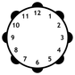 Cloud-shaped clock face vinyl decal, black outline with white face and numerals 1–12