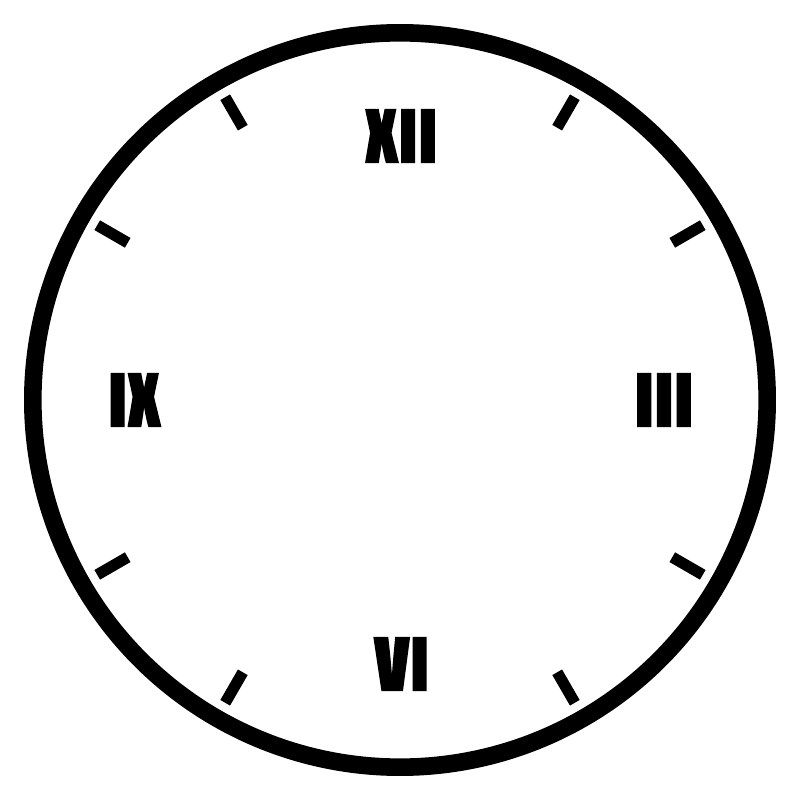 Bold Roman numeral clockface vinyl decal close-up with black numerals