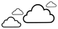 Vinyl wall decal set with four black cloud outline designs, white centers