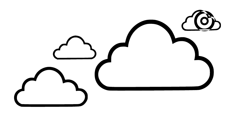 Four-piece cloud outline wall decal set with layered halo orbit details