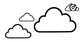 Four-piece cloud outline wall decal set with layered halo orbit details