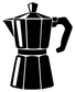 Vinyl decal graphic of a moka coffee maker, black and white on white