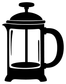 French press vinyl decal, black coffee press icon silhouette