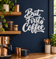 Coffee quote vinyl decal with 'But First Coffee' script lettering