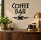 Coffee bar vinyl decal with black "COFFEE BAR" lettering and coffee cup icon