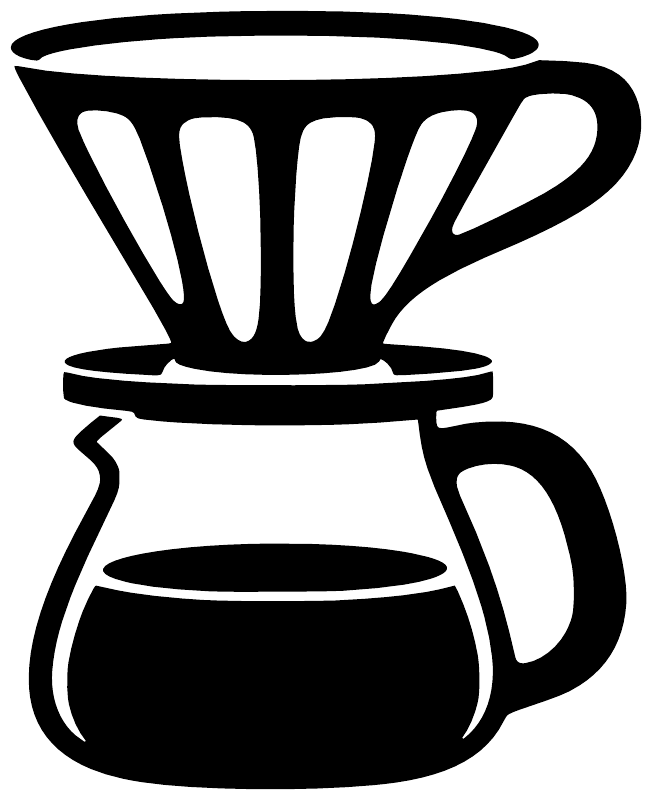 Coffee dripper vinyl decal icon in black lines on white background