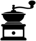 Black coffee grinder silhouette vinyl decal, close-up of grinder and drawer shape