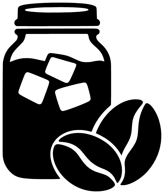 Black coffee jar and bean vinyl decal graphic on white background