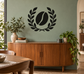 Black coffee bean laurel arc vinyl decal centered on a wall