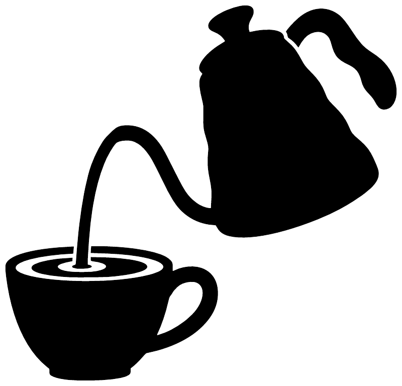 Black coffee kettle pouring over cup silhouette vinyl decal