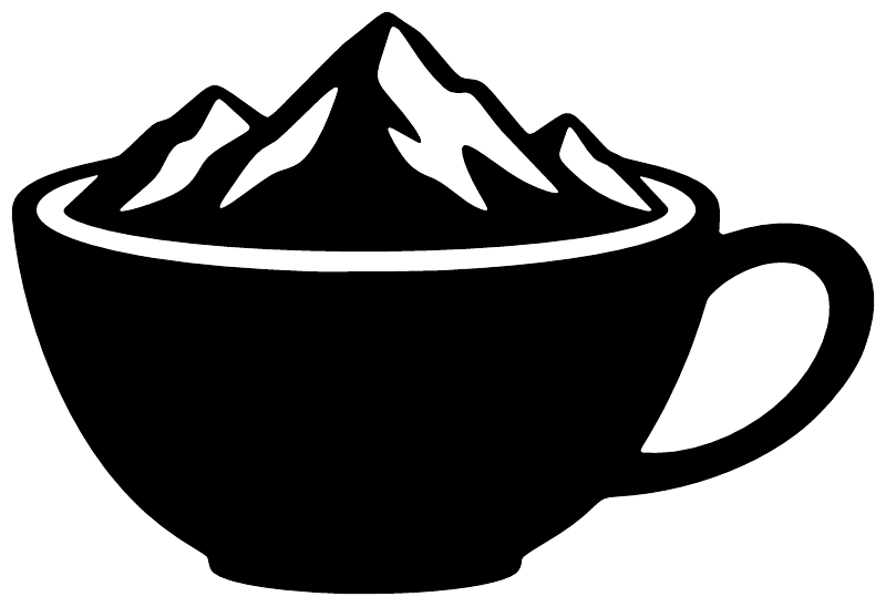 Coffee cup vinyl decal with mountain ridge inside