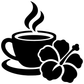 Black coffee cup and hibiscus flower vinyl decal, bold silhouette