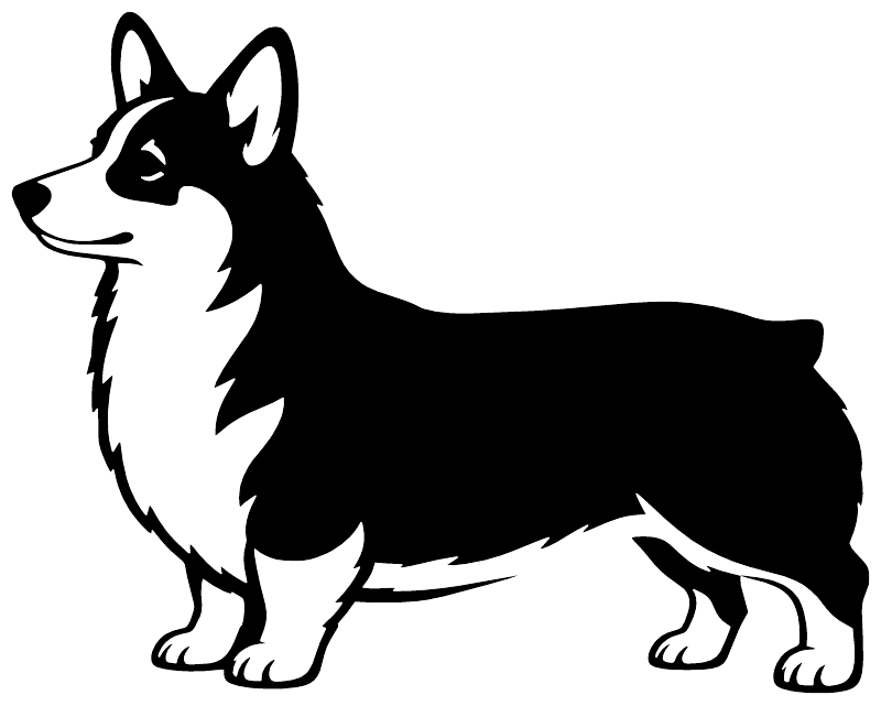 Black and white dog side profile vinyl decal, clean cut outline, no background