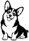 Black and white corgi sitting vinyl decal graphic, smiling dog face