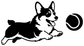 Black and white corgi fetching ball vinyl decal