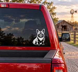 Corgi dog vinyl car decal on rear window