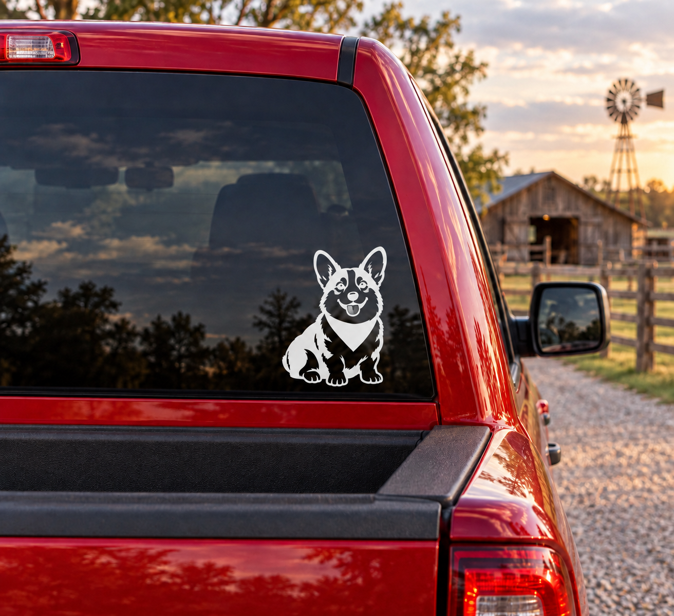 Corgi dog vinyl car decal on rear window
