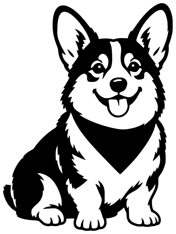 Corgi dog vinyl decal with black and white portrait