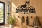Corgi and mountain vinyl wall decal reading 'ADVENTURE PAWS' with paw print