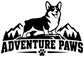 Corgi silhouette vinyl wall decal with mountains and 'ADVENTURE PAWS' text