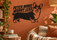 Corgi vinyl decal with 'FETCH MORE WORRY LESS' text and standing dog silhouette