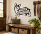 Corgi vinyl wall decal with 'STAY PAWSITIVE' text and paw-print design