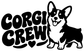 Black vinyl decal with 'Corgi Crew' text, heart, and corgi dog silhouette