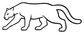 Walking mountain lion outline vinyl decal with alert eyes, black outline