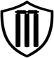 Shield crest vinyl decal with black outline and vertical stripe design