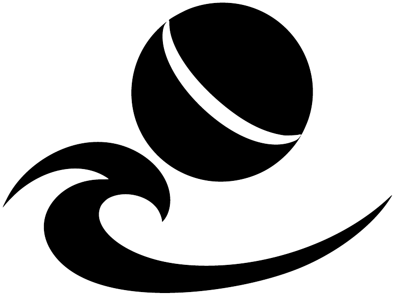 Cricket wave vinyl decal close-up: black-and-white ball and swoosh