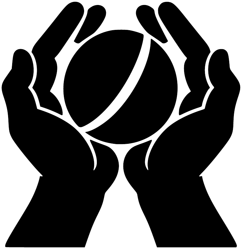 Black hands catching cricket ball vinyl decal with white outline, close-up