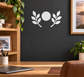 Laurel ball croquet vinyl wall decal with circle and branch laurel, white on dark surface