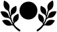 Laurel ball croquet vinyl decal detail: central circle with leaf branches, black on white
