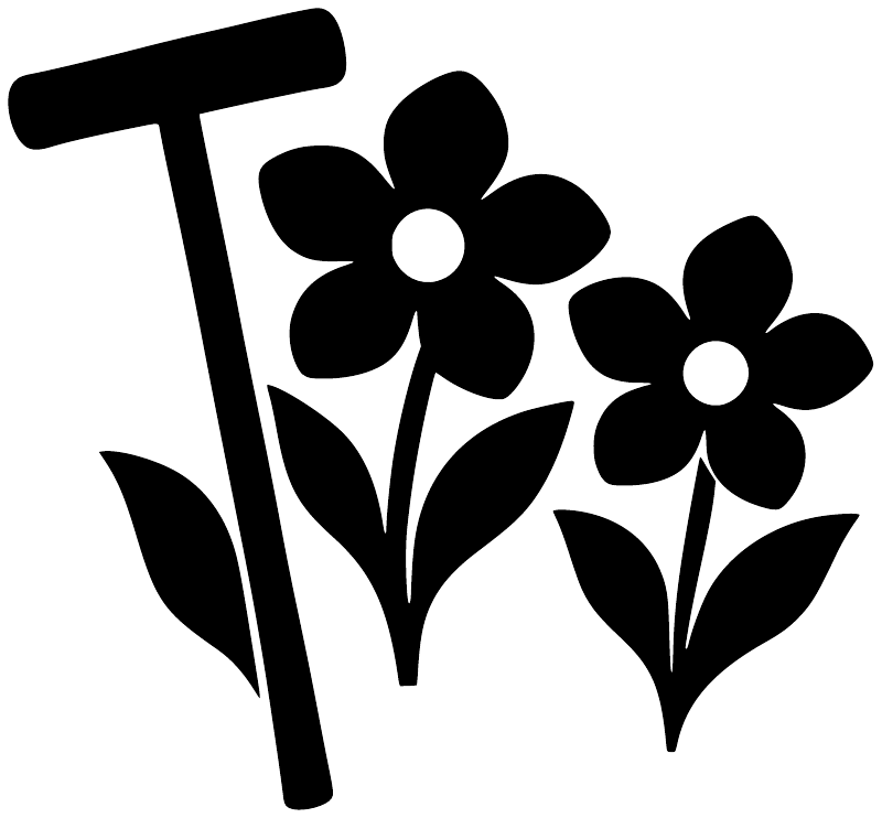 Black wildflower mallet vinyl decal with three flower shapes