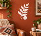 White fern leaf vinyl decal with round ball detail